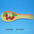 Creative fish shaped ceramic spoon rest with decal for kitchen decro